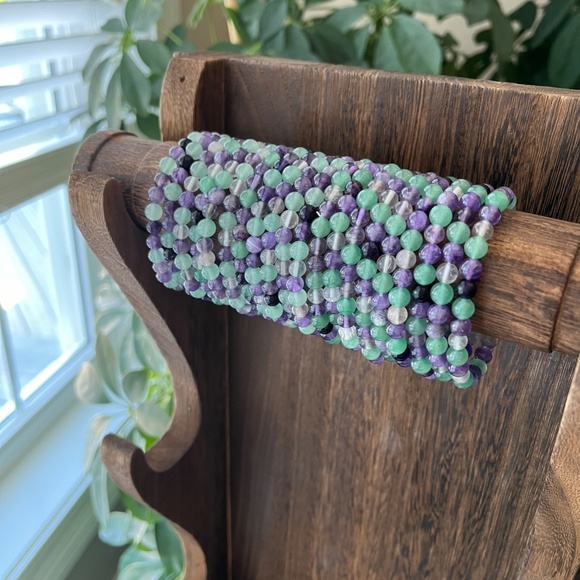 Fluorite Amethyst and Green Aventurine Bracelet (one) - Picture 5 of 5